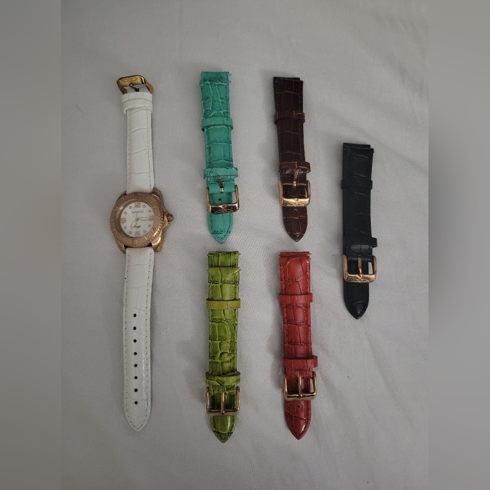Invicta Angel Watch Set Interchanging Multicolor Bands Round Face - 18